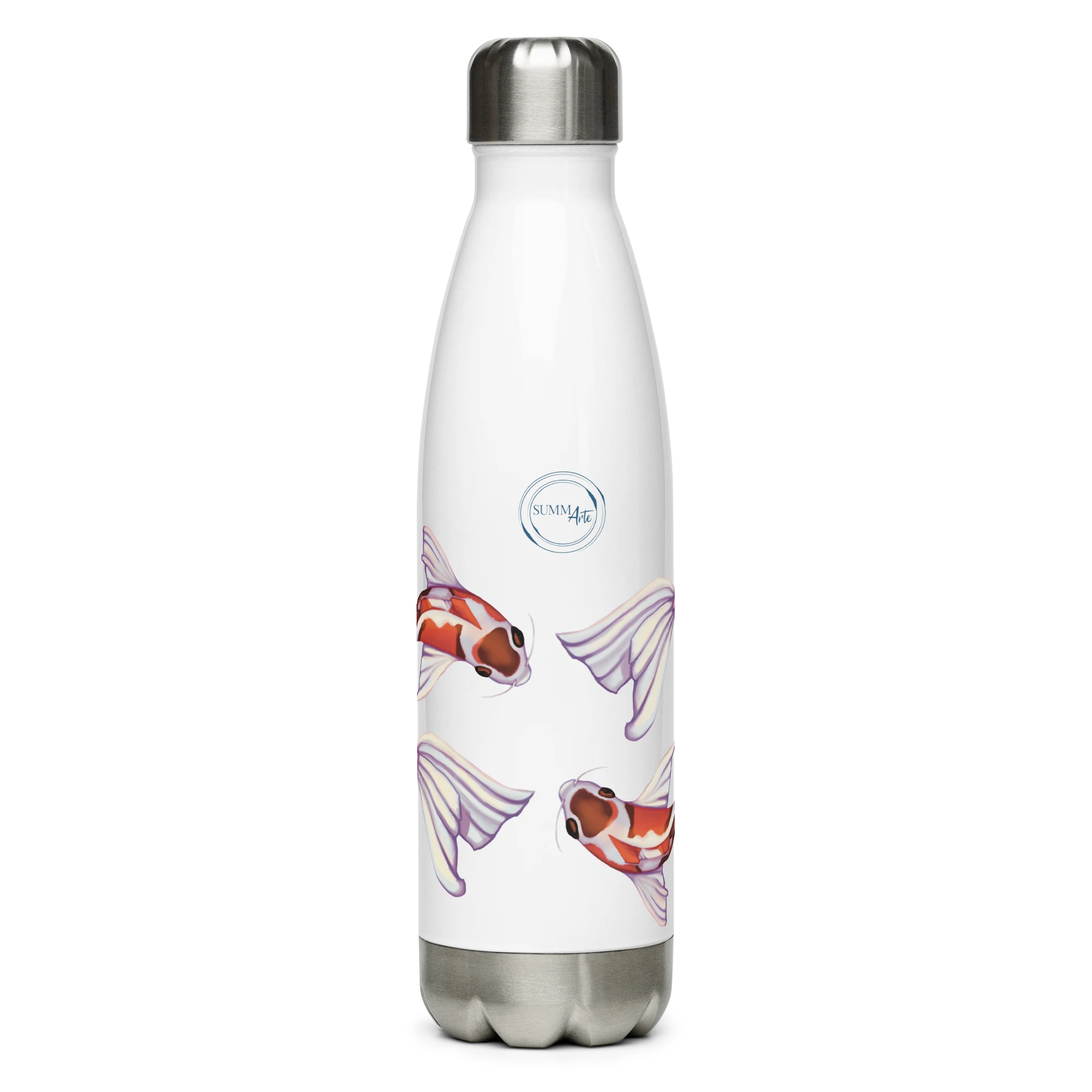 Botella con ilustración de peces